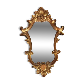 Baroque carved wood mirror Aged gold