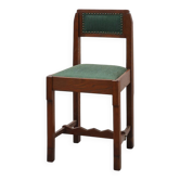 Chaise latérale en chêne Art Déco belge avec rembourrage vert, moderniste des années 1920.