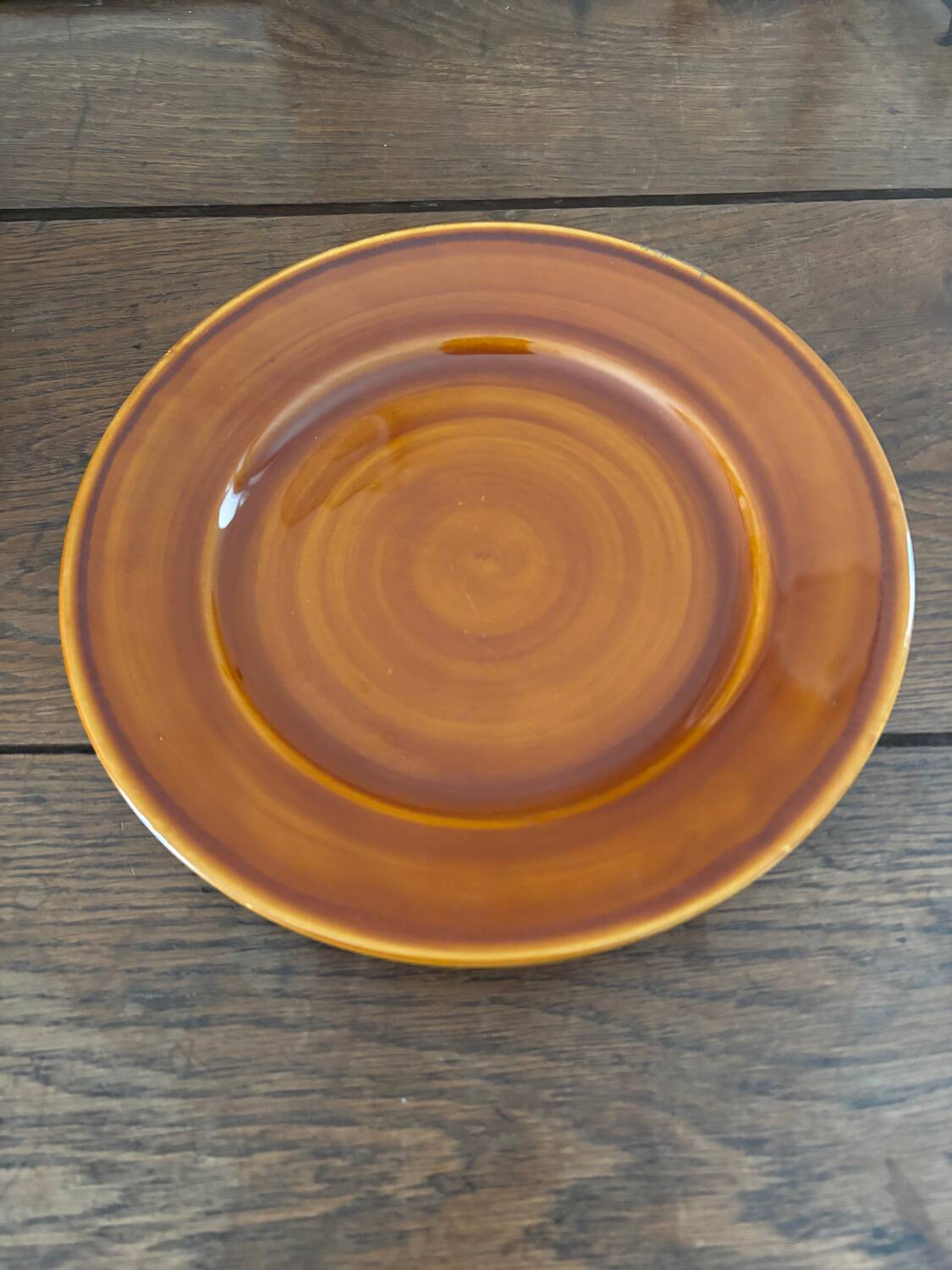 Vintage set of 6 Luneville honey brown plates