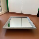 Antique mirror with gray wooden frame