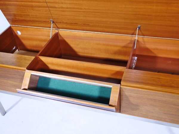 Meuble bas audio de style mid-century en bois et métal, années 1960