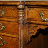 Antique double-sided desk C Hindley & Son in oak and leather