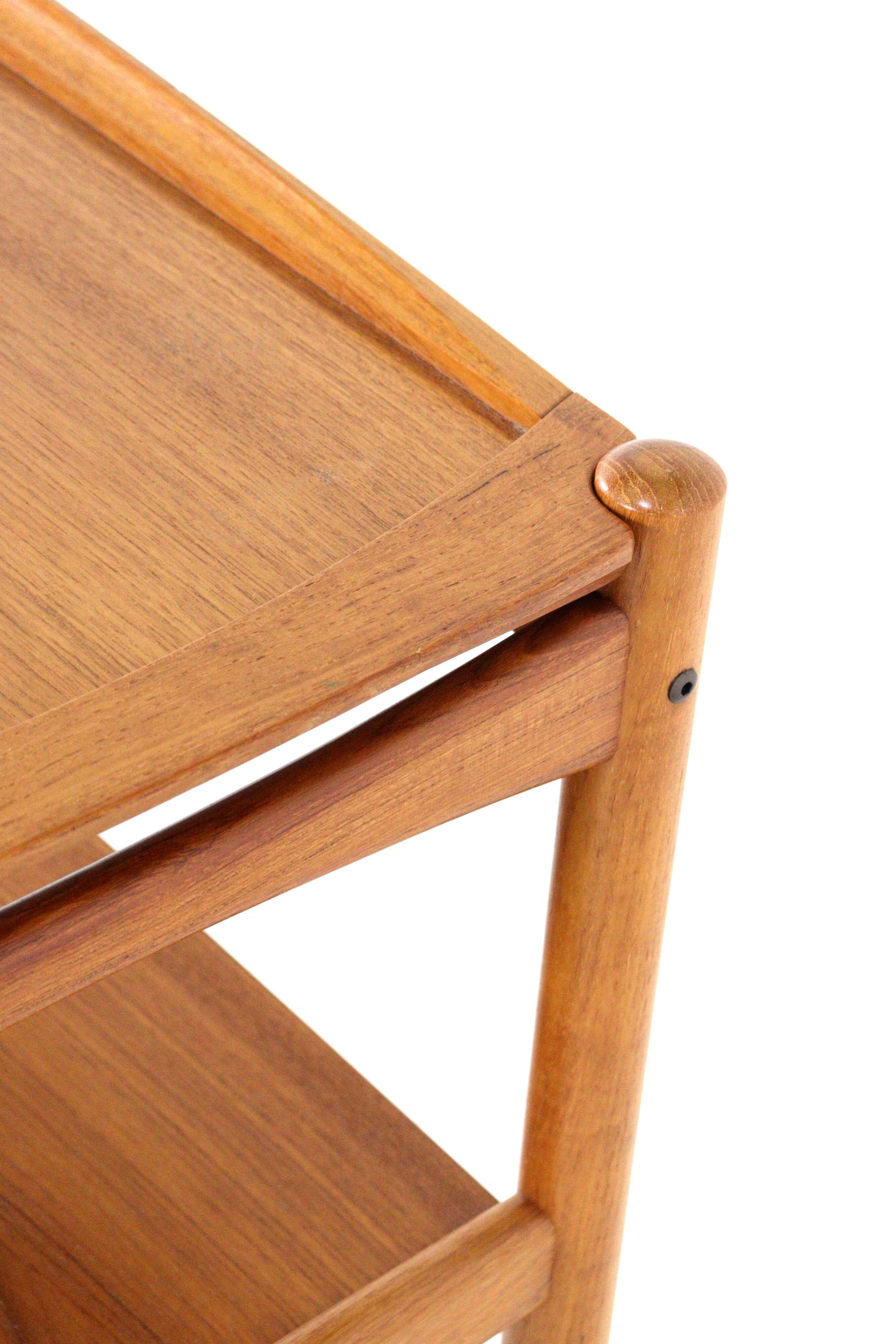 Poul Hundevad danish teak trolley with removable tray mid century modern