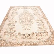 6x9 Cream & Brown Oriental Vintage Rug, 175x290Cm