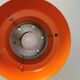 Danish/Swedish hanging lamp, in silver-coloured aluminium with orange interior paint.