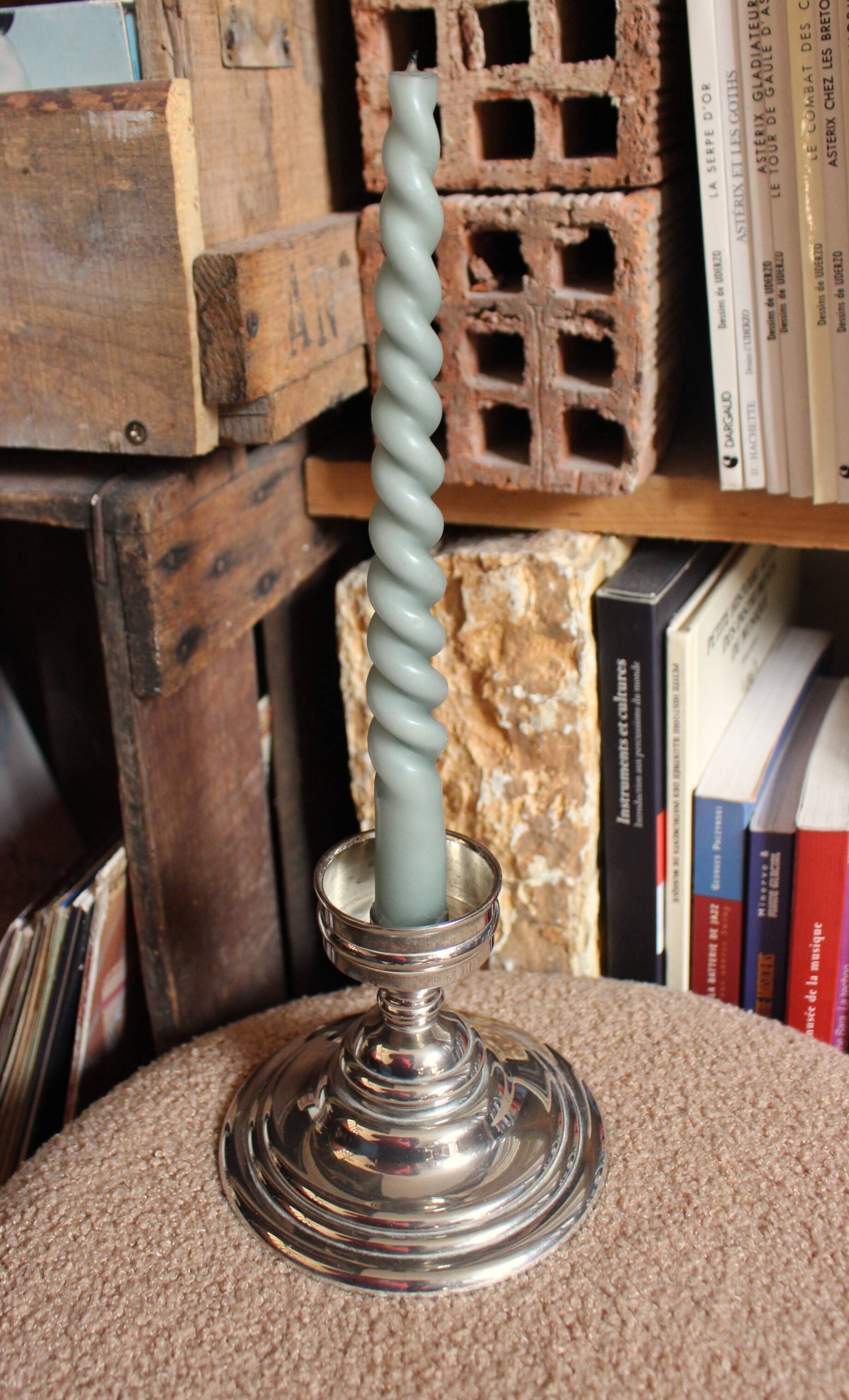 Chrome metal candle holder for taper candle