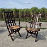 Set 4 vintage Triconfort France adjustible 1960s deckchair