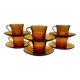6 DURALEX CUPS with SAUCERS amber color France vintage