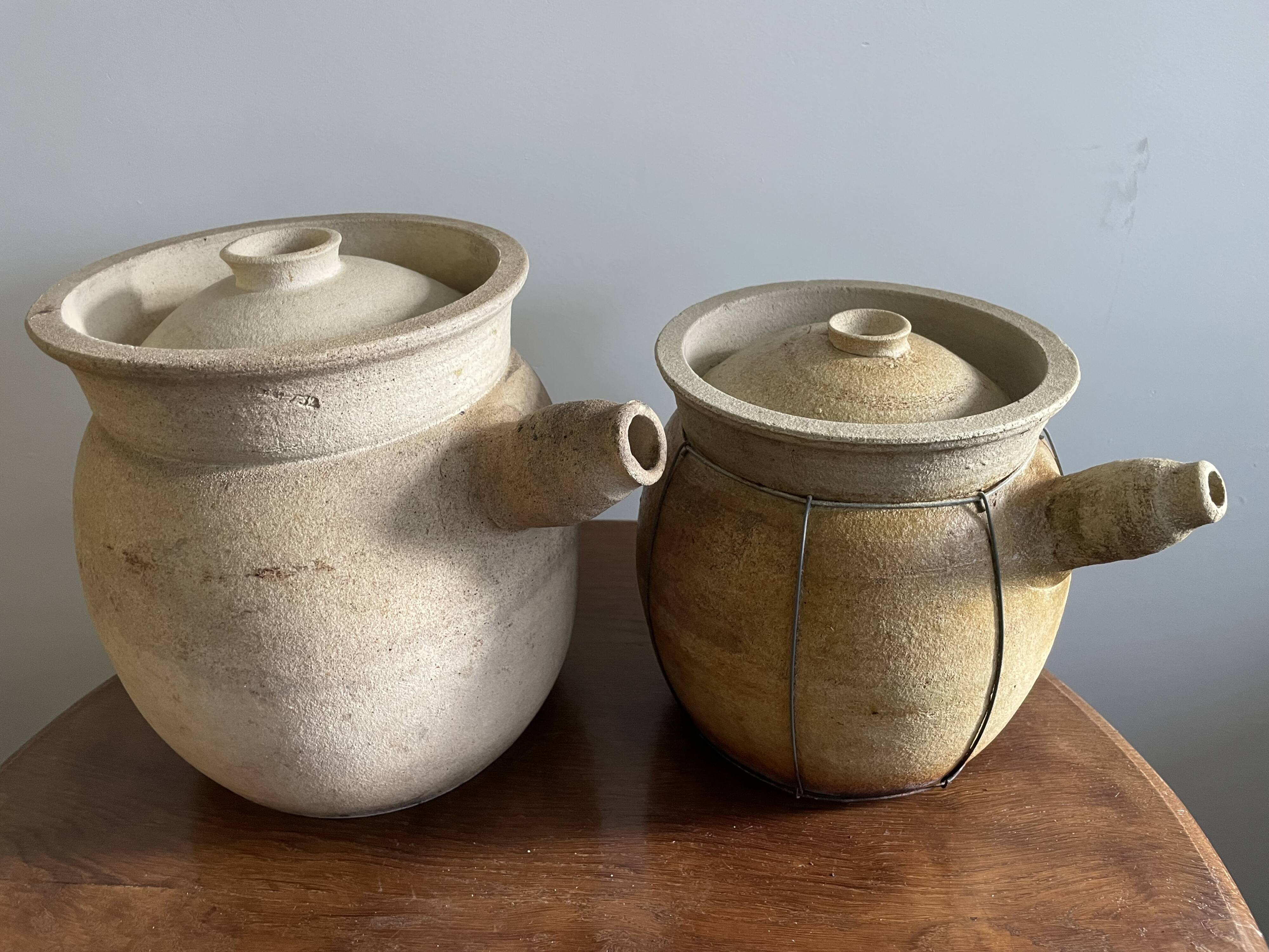 Set of two Japanese Donabe clay pots
