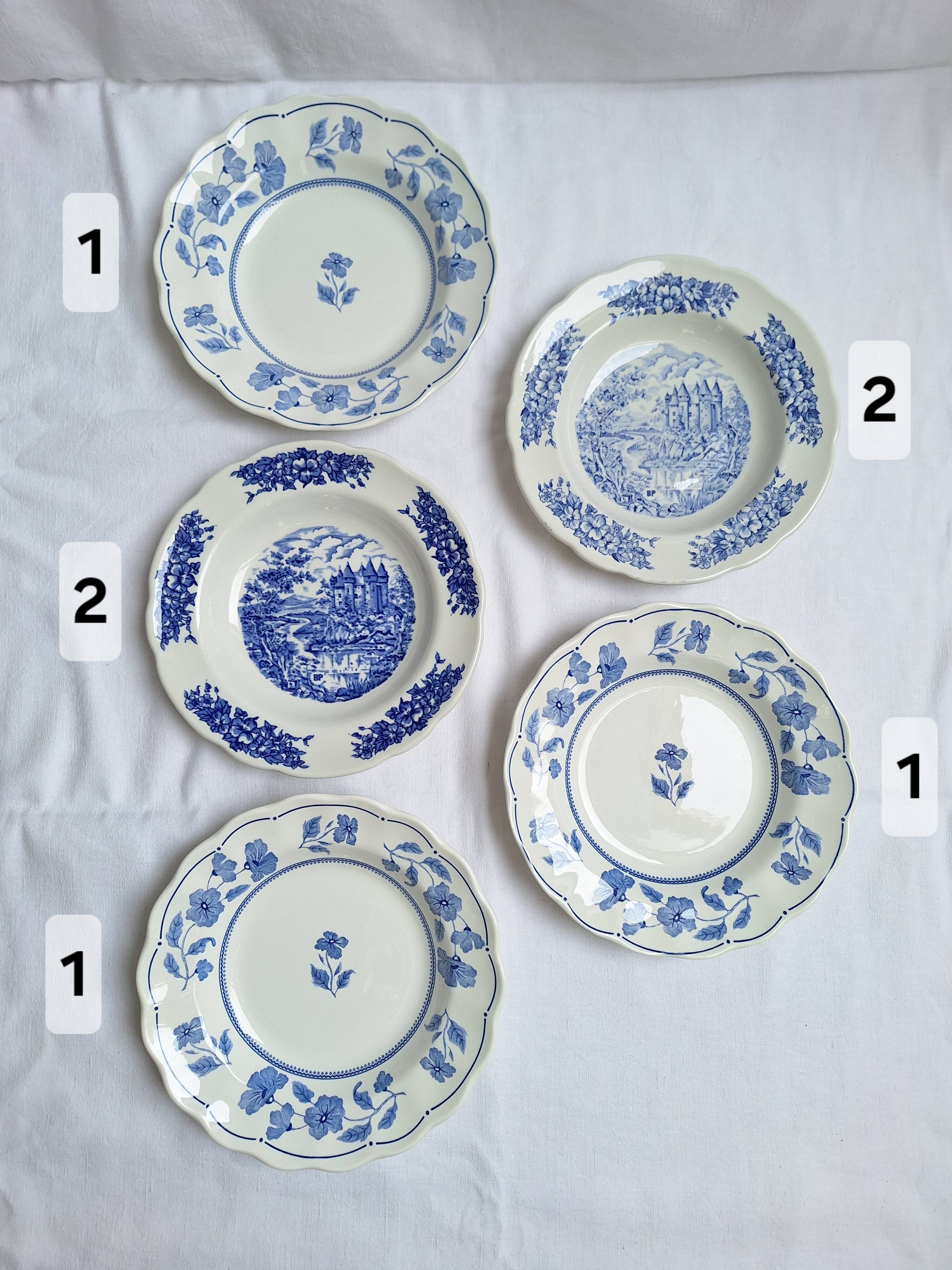 Vintage blue soup plates
