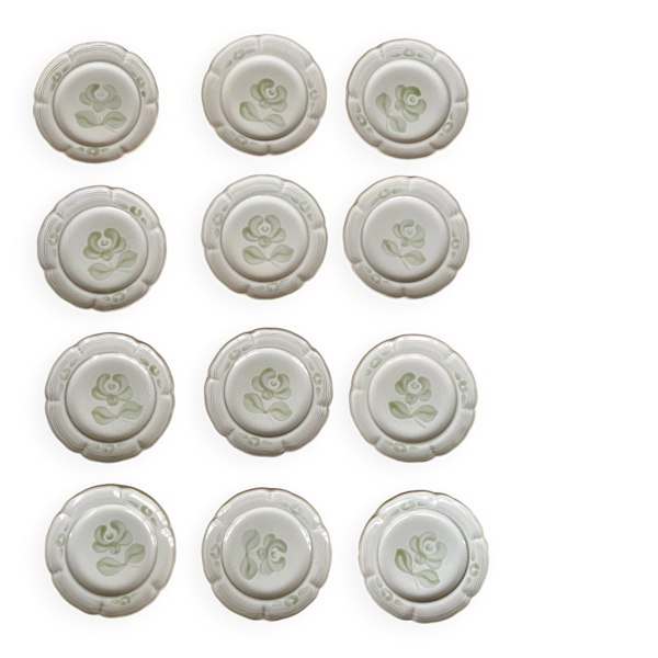 12 assiettes à dessert en faïence - Niderviller