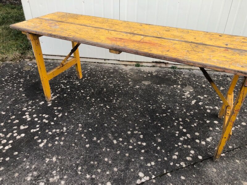 Folding brewery table