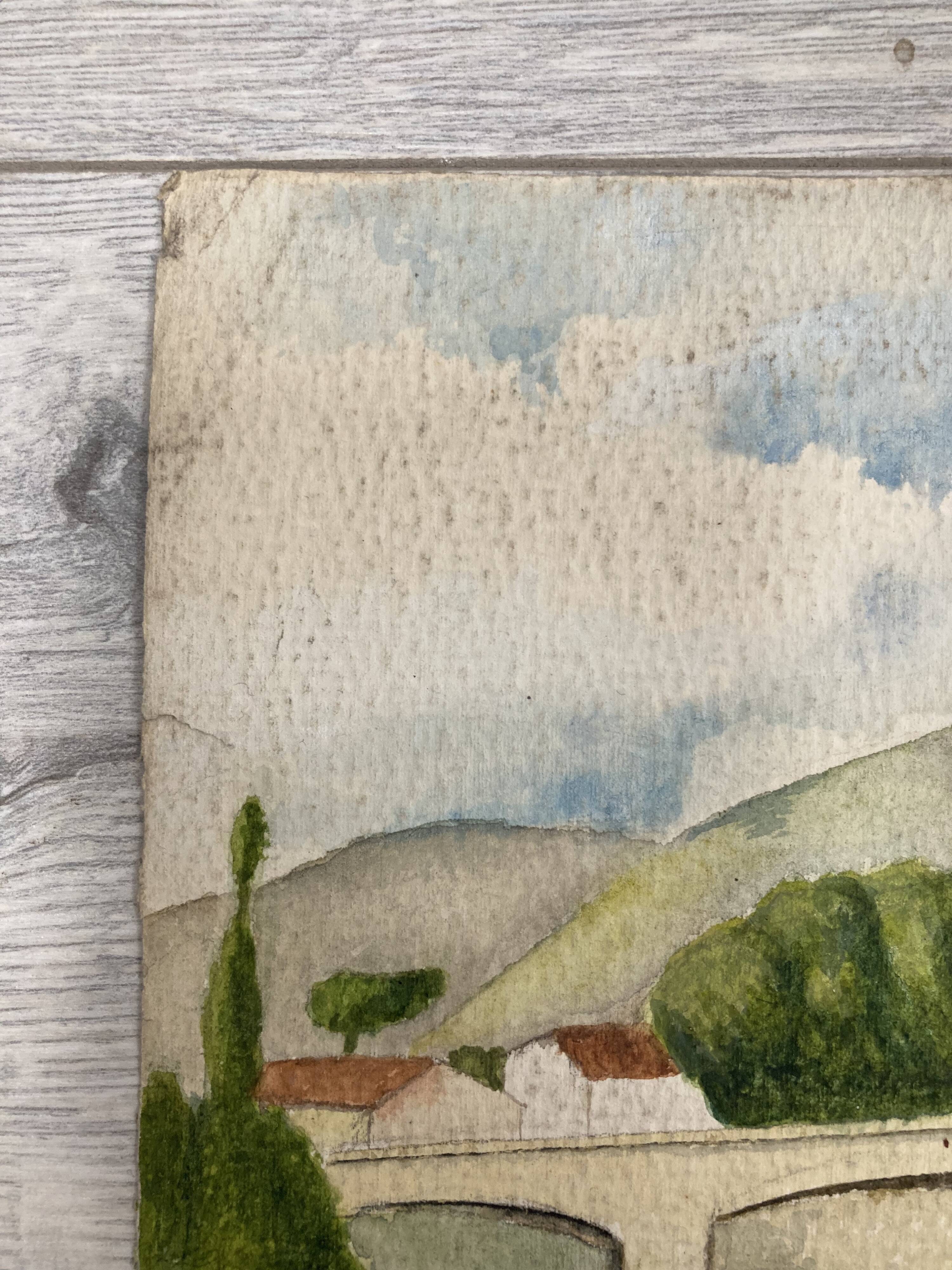 Watercolor seaside landscape recto/verso