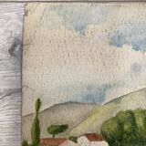 Watercolor seaside landscape recto/verso