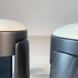 Pair of Black Ash Sculptural Stools with Dedar Milano Bouclé, by FORME