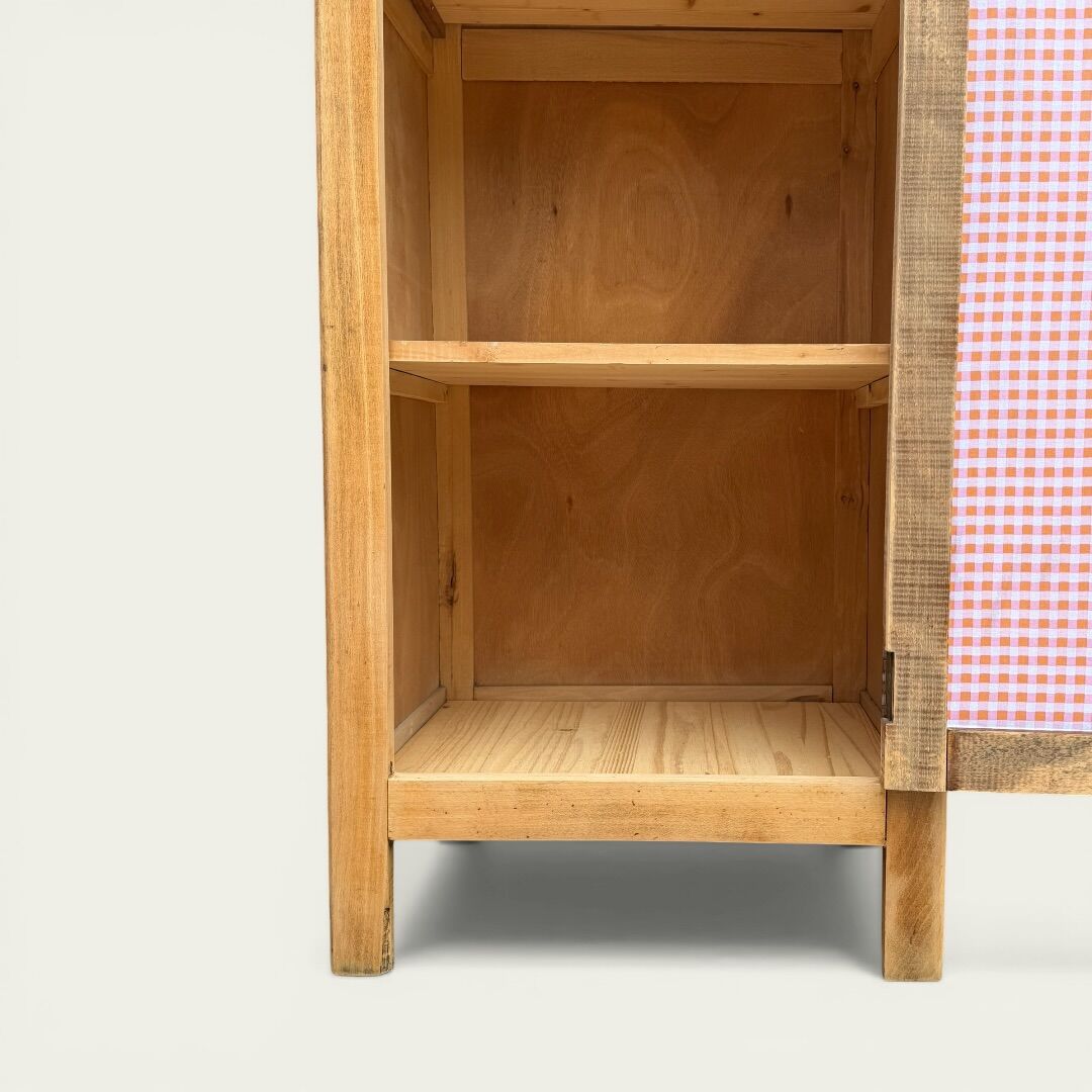 Parisian bonnetière wardrobe in raw wood, 1950.