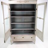 Glass Cabinet From The Gustavian Period Painted In Grey From 1810s