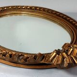 Miroir ovale cadre ancien style Louis XVI bois stuc doré d'origine 58x40 cm