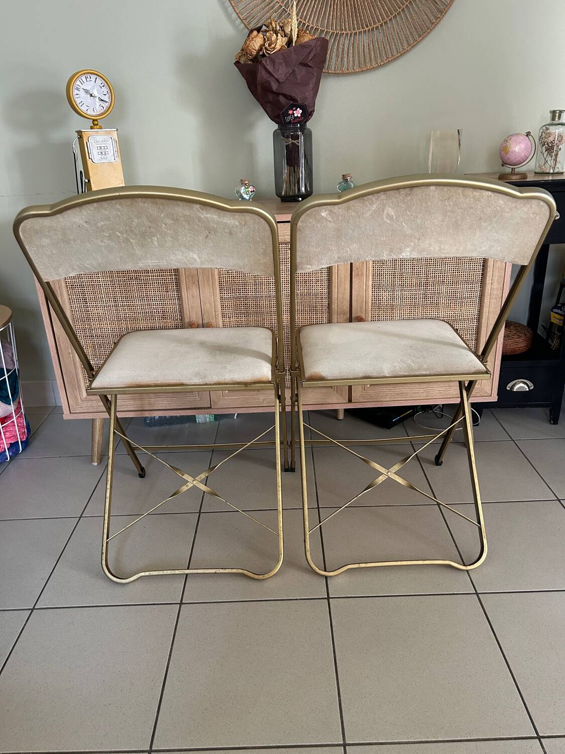 Set of 2 Vintage Folding Opera Chairs