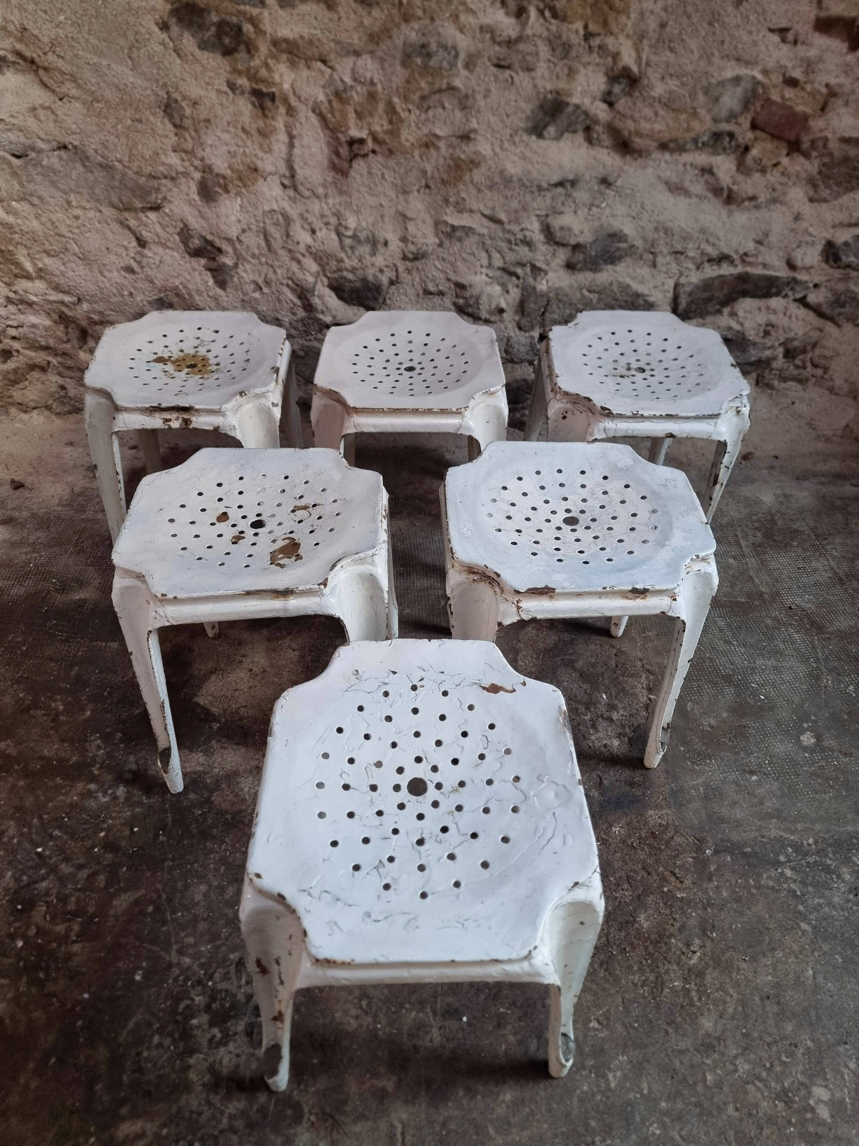 Set of 6 French industrial stools by Multipl’s – 1930s