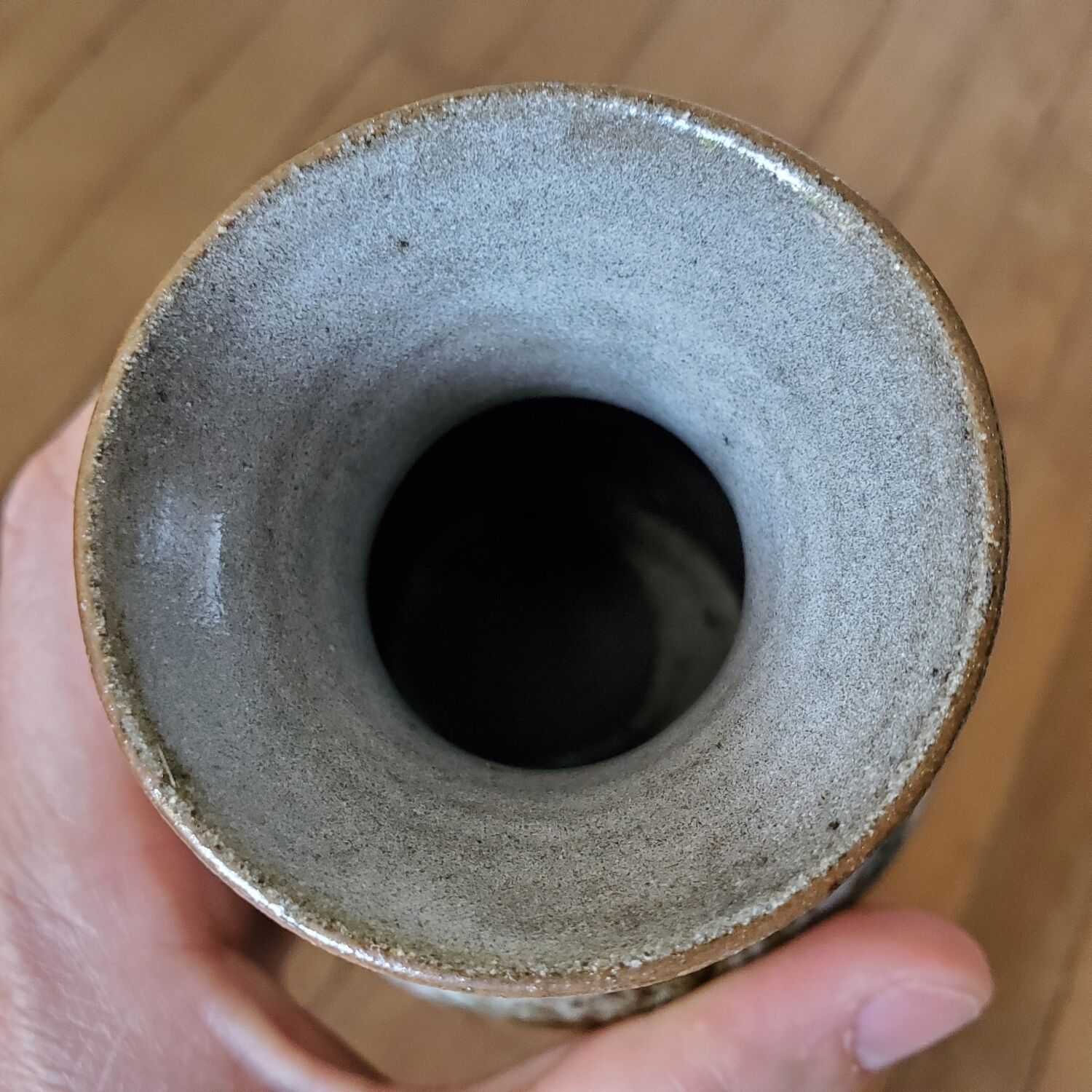 Signed sandstone vase