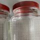 Trio bocaux verre quadrillé bouchon vintage