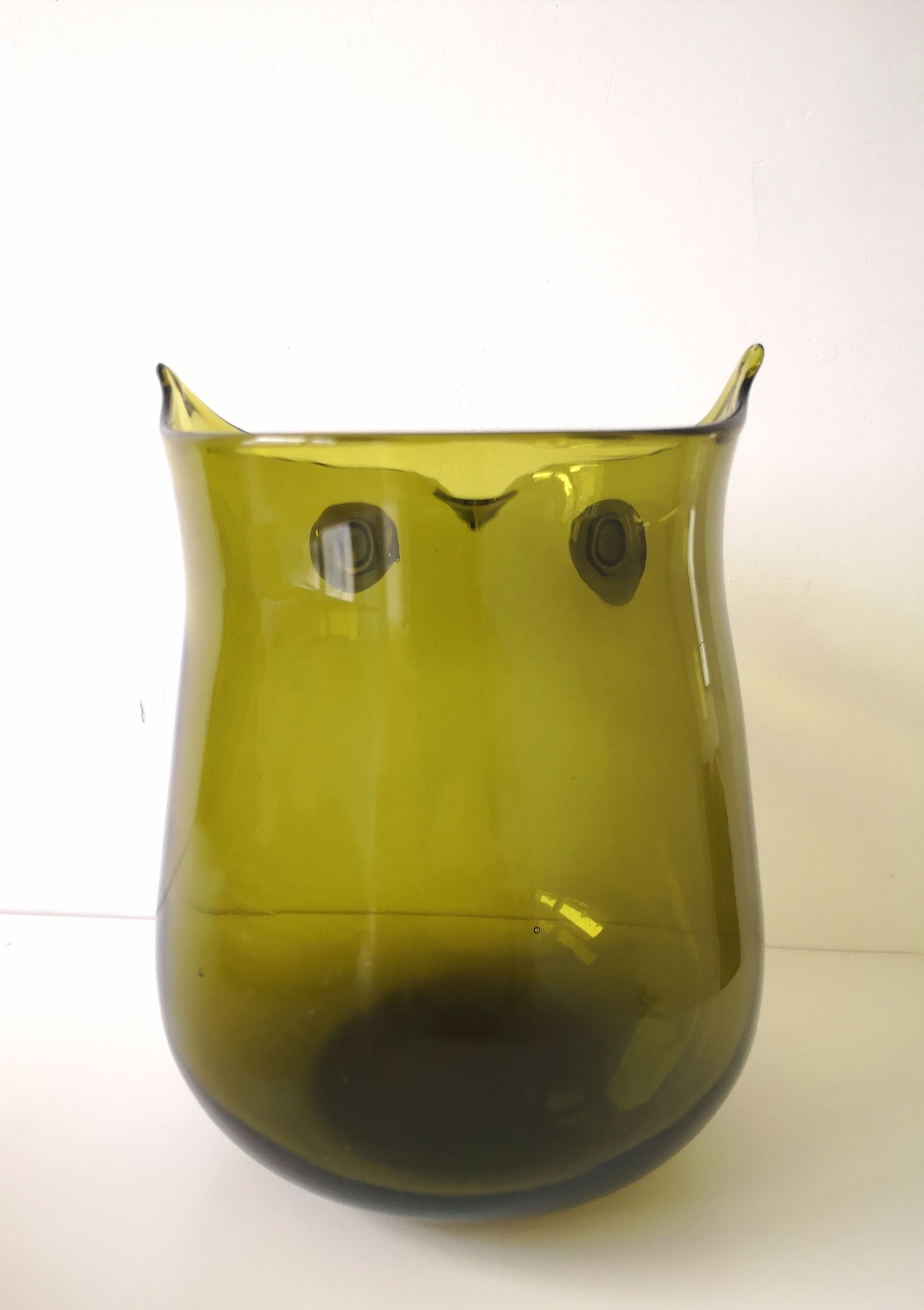 Zoomorphic pot "owl" blown glass