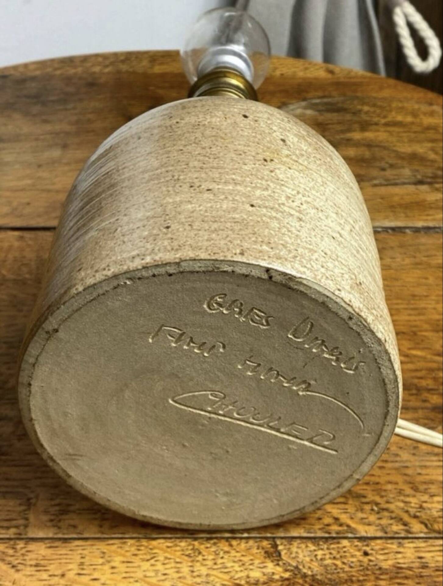 Stoneware lamp, wool lampshade