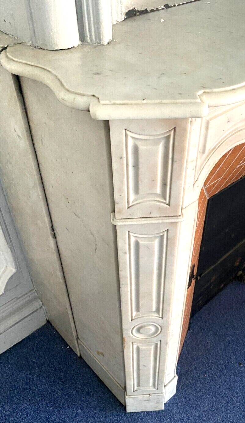 Louis XV style fireplace Model Pompadour White Carrara marble 20th century