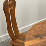 Rare majestic Depuydt brutalist oak dining set/chairs/table– Belgium, 1970s