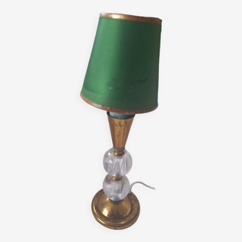 Glass and copper table lamp.