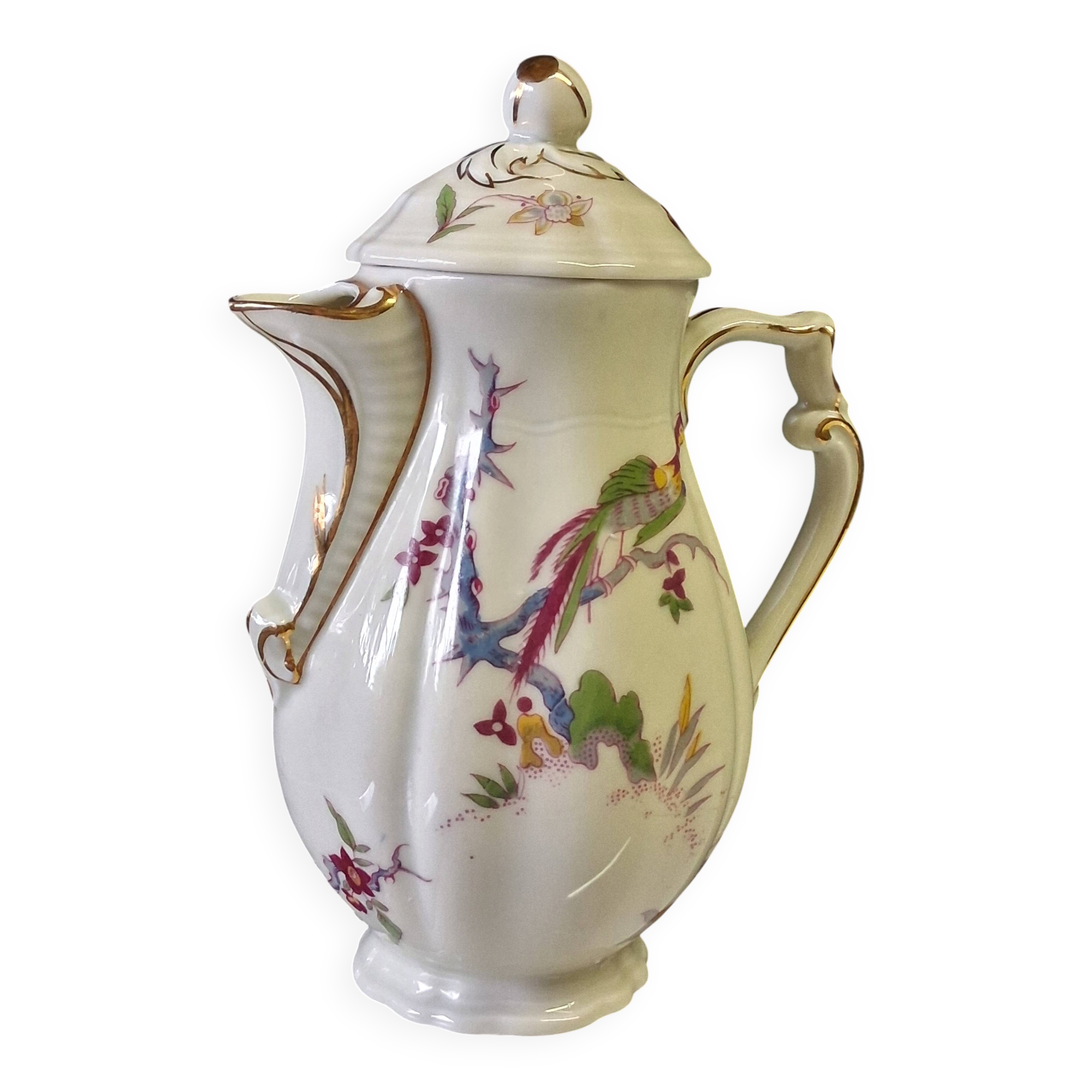 Very pretty Limoges porcelain coffee pot from Bernardaud model "Ch