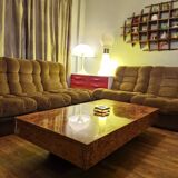 Italian design coffee table in burl wood by Roche Bobois, 1970s.