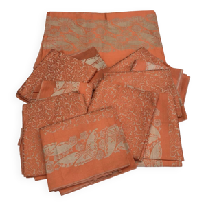 nappe papillons corail - serviettes