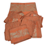 Nappe papillons corail et 12 serviettes