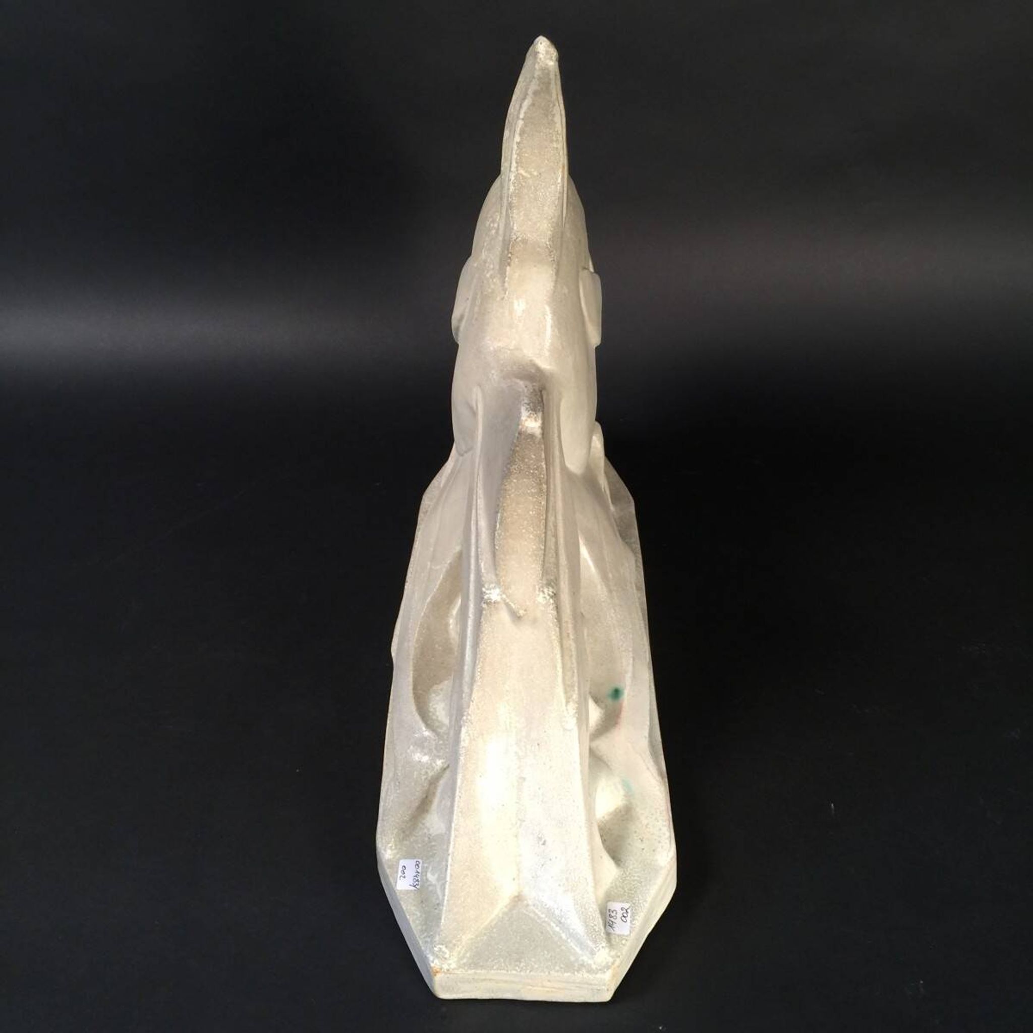 Salt-glazed stoneware sculpture, Roger Guérin, stylised fish, Art Deco