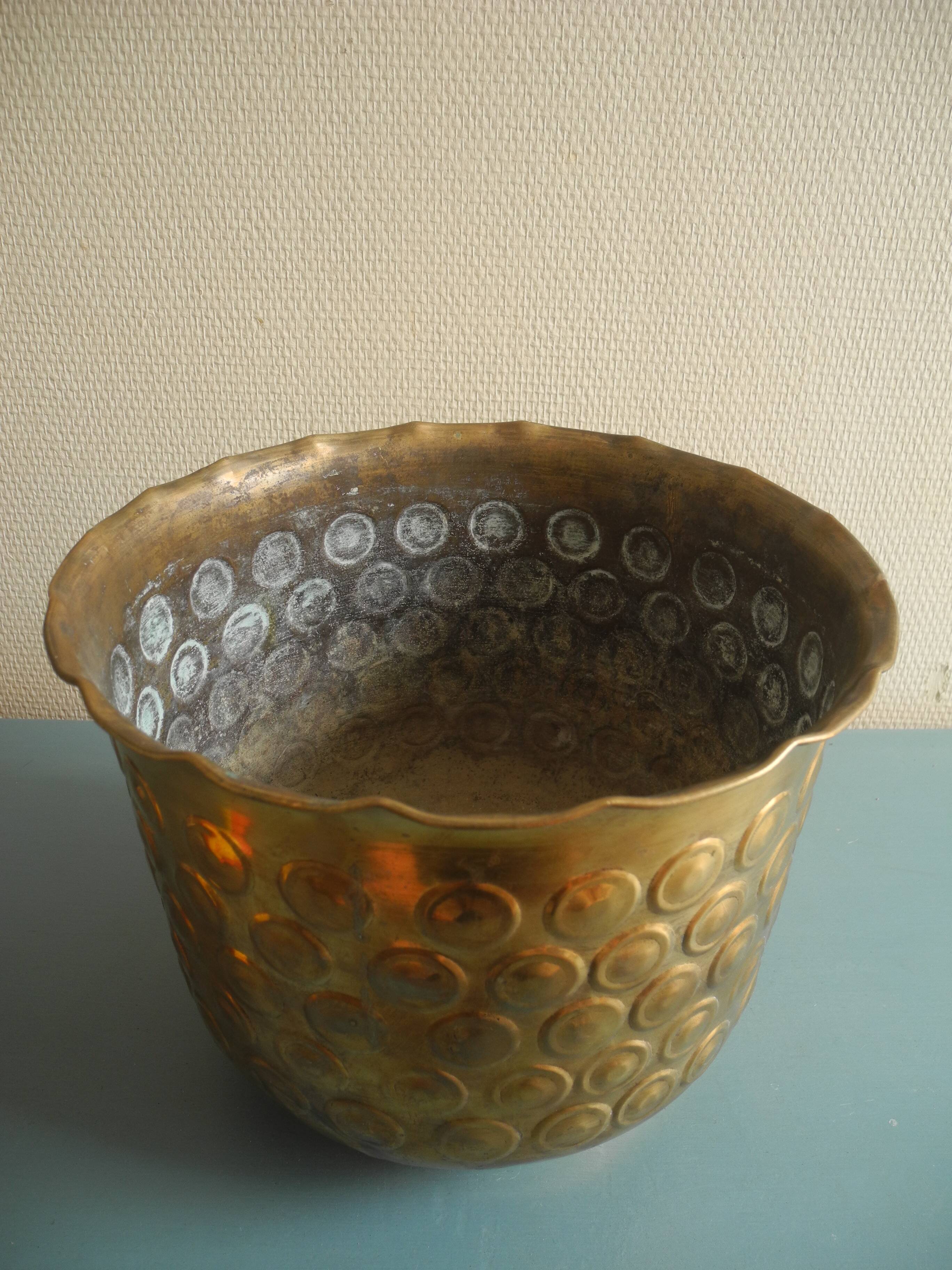 vintage brass flower pot cover