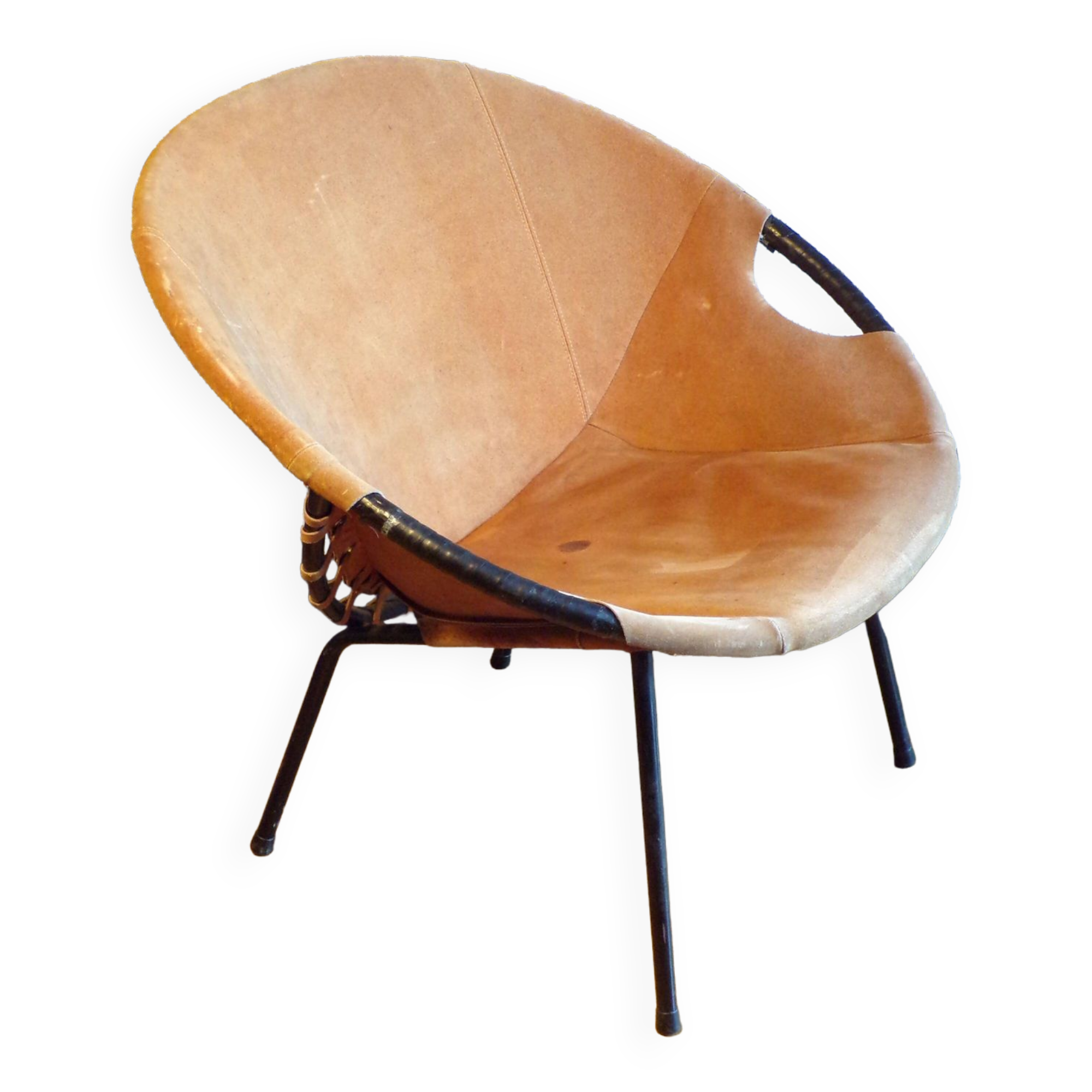 Circle armchair in suede by Lusch Erzeugnis for Lusch &Co