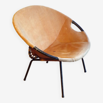 Circle armchair in suede by Lusch Erzeugnis for Lusch &Co