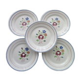Set of 5 flat plates in earthenware from Lunéville KG Model Chantilly