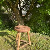 Wooden tripod stool with ball legs