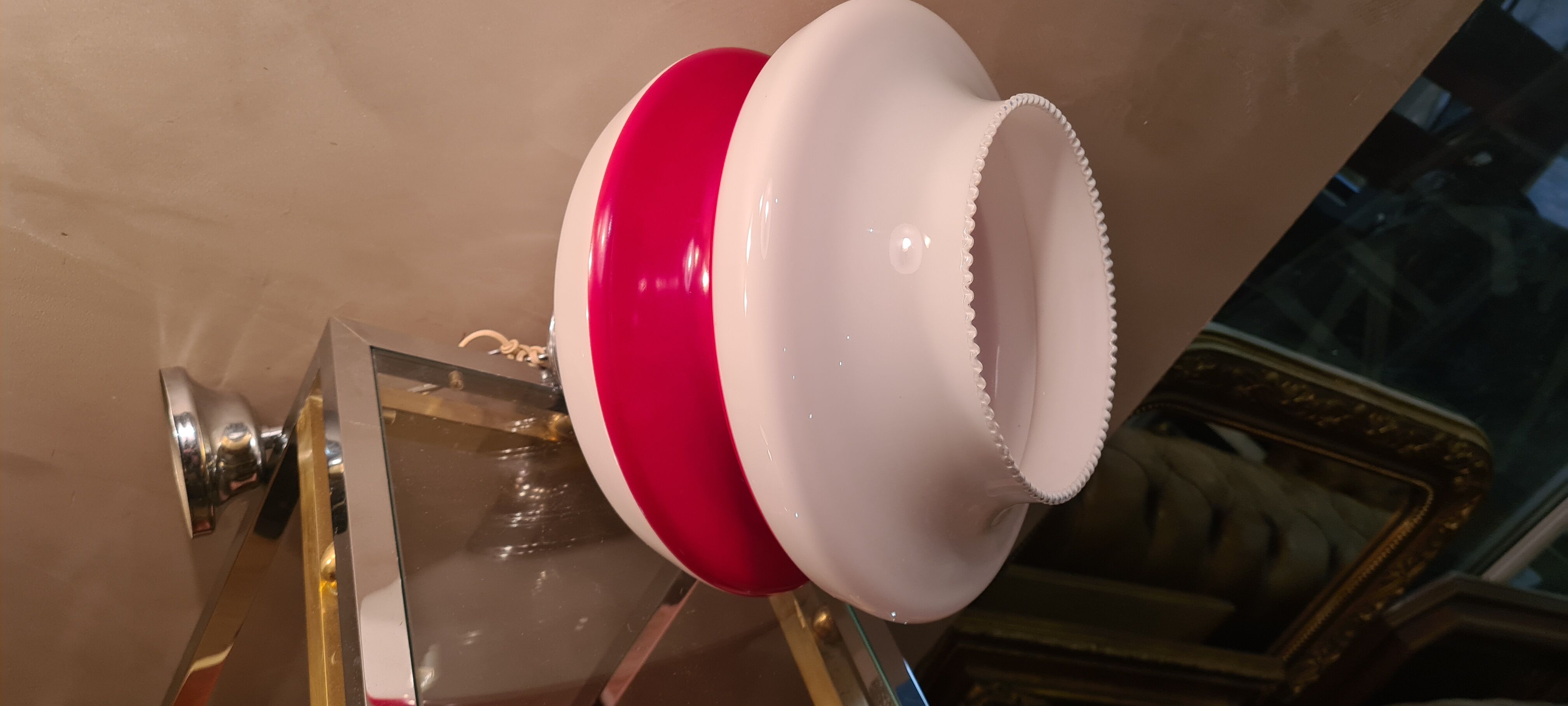 Pendant lamp 1960 to 70 in opaline 2 colors, 30x40