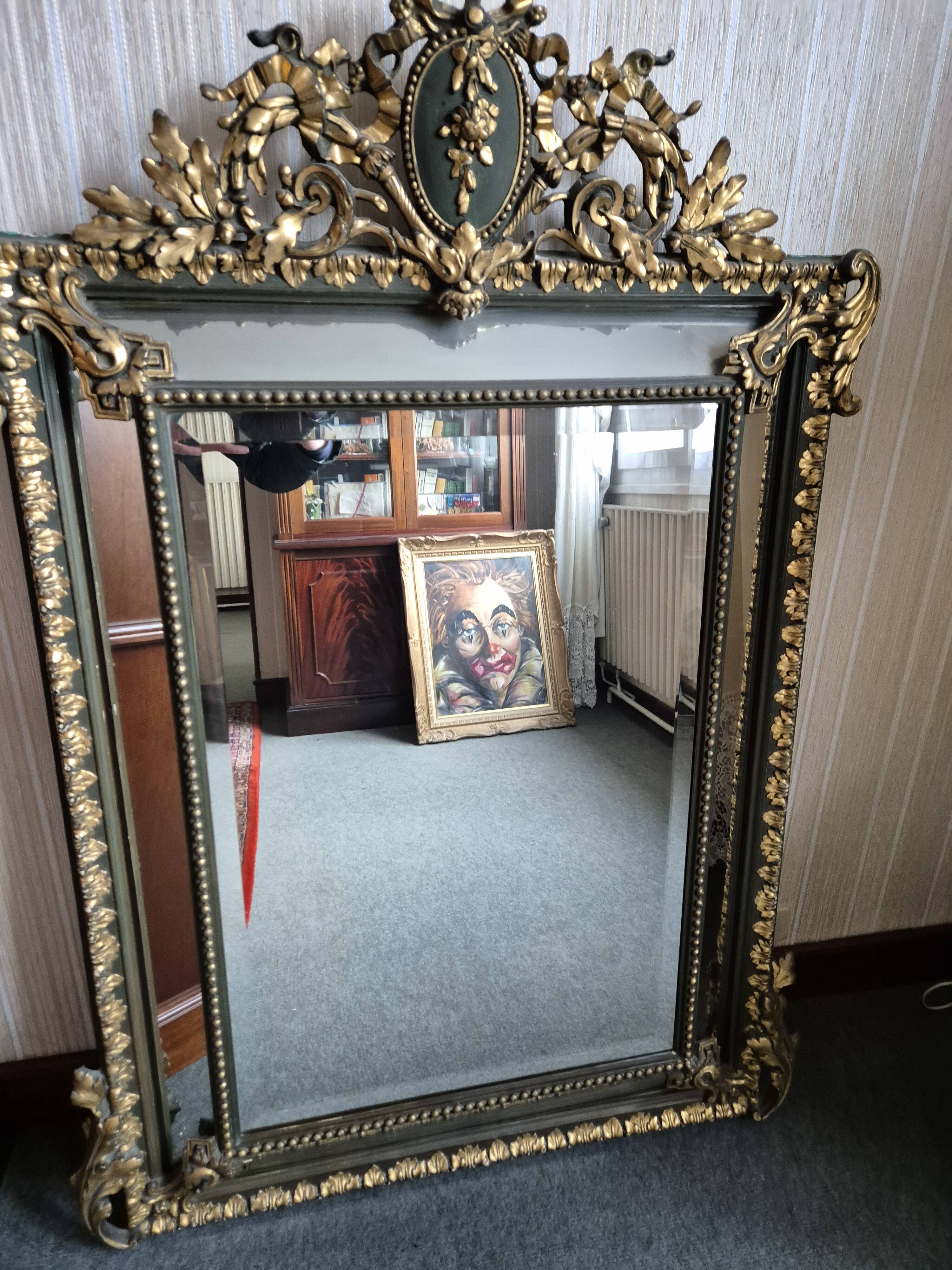 Trumeau mirror - marble, gilded, oak