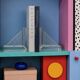 Bookends in solid methacrylate – Rare modernist design, 1980s