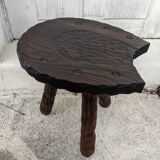 Tripod stool, horseshoe, rustic brutalist decoration.