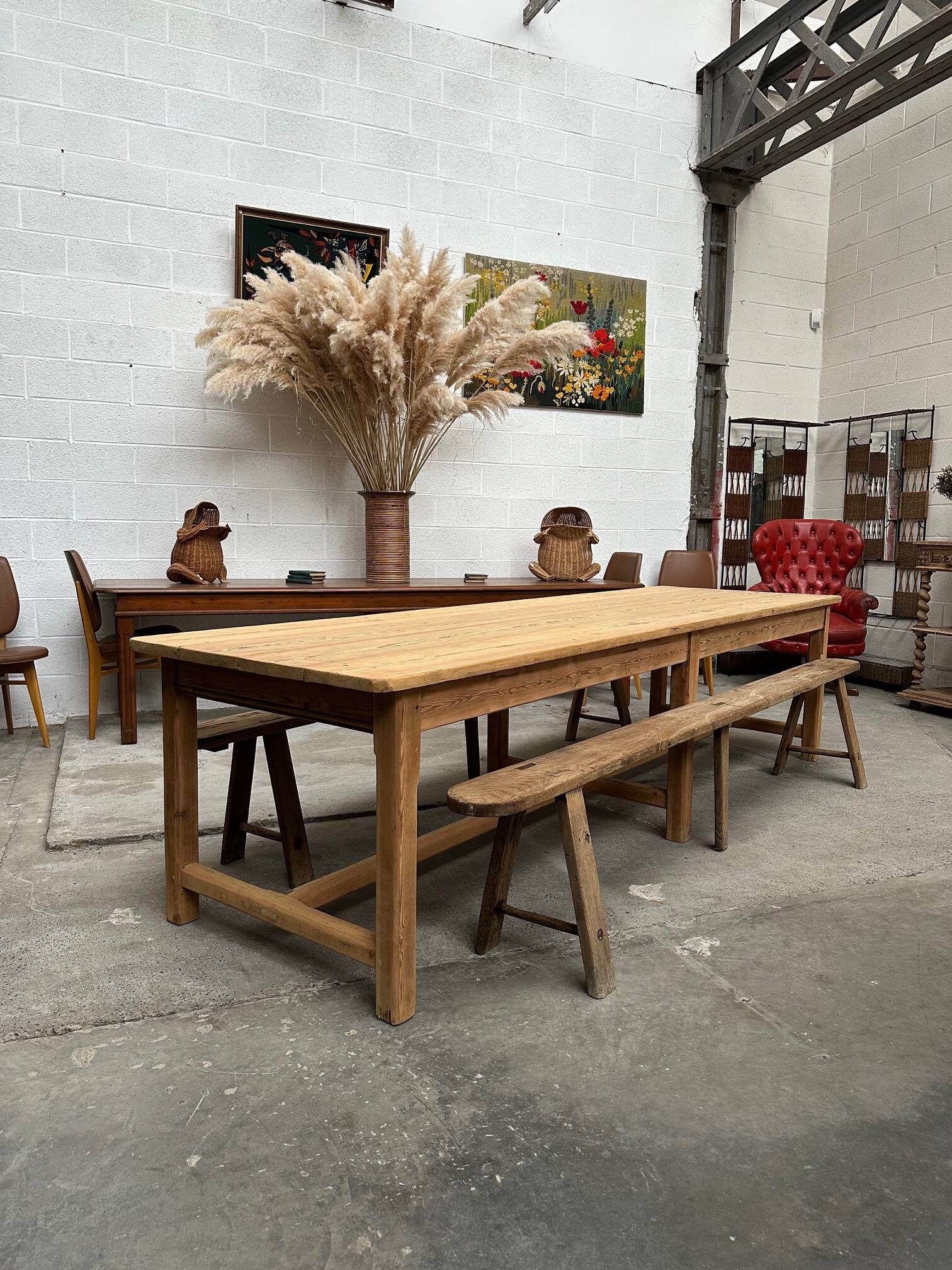 Large 20th century pine community table
