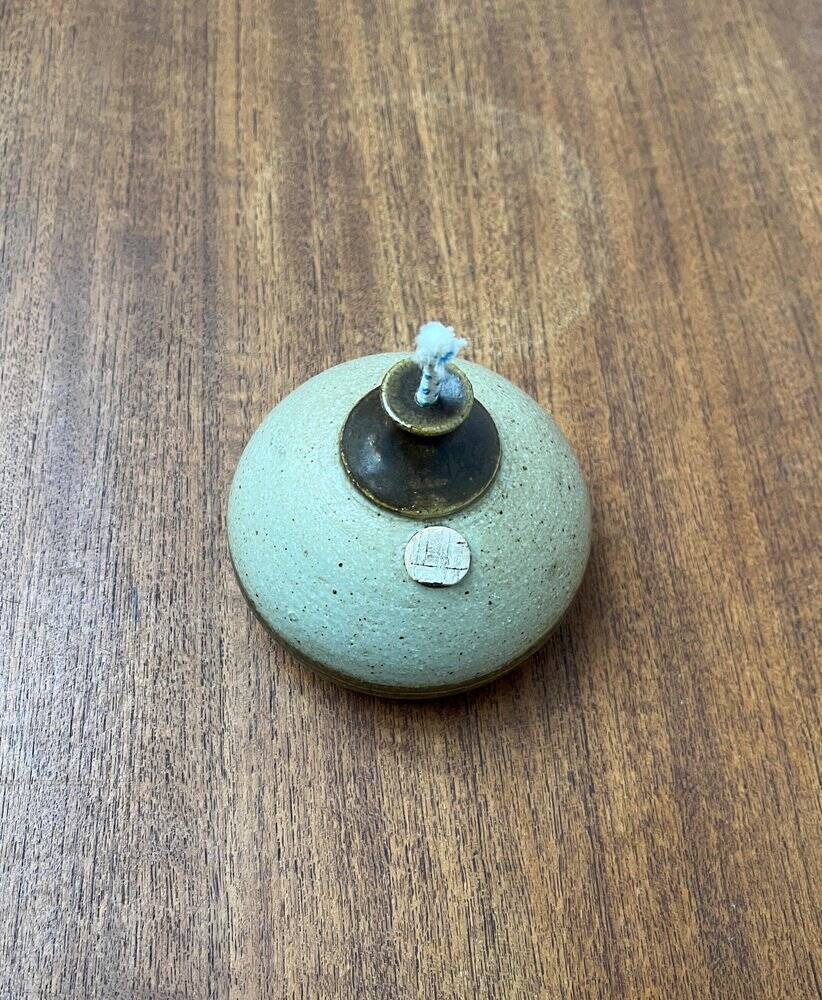 Mid-century Danish studio ceramic oil lamp by Bjergard, 1960s.