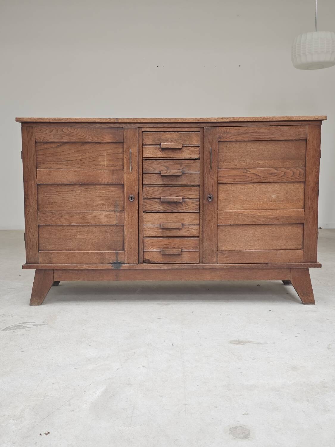 Oak buffet by René Gabriel, Reconstruction period 1950.