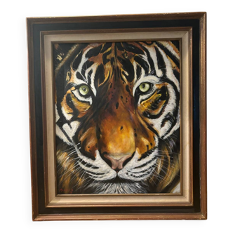 Oil painting on panel signed “el tigro”