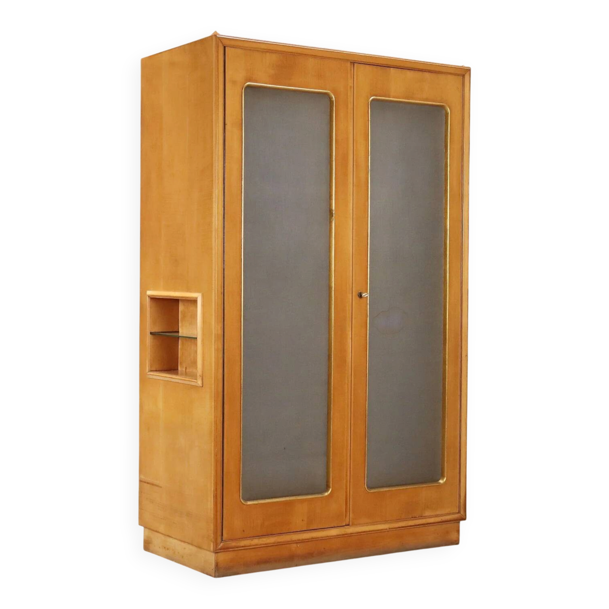 Vintage maple veneer wardrobe, design, Italy, 1950s